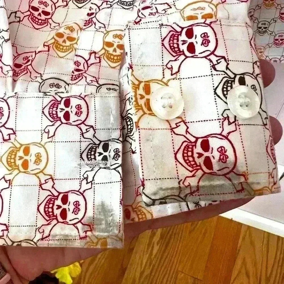 Men's GB Black Label Men's Sz 3X Skull & Crossbones Button Down L/S Dress Shirt - Picture 4 of 4